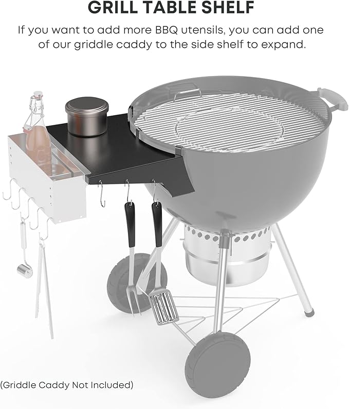 Stanbroil Grill Side Table for 22 Inch Weber Master-Touch & Original Kettle & Original Kettle Premium Charcoal Grills