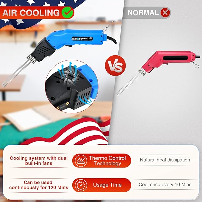 Hot Knife Foam Cutter Air Cooled 200W (4 Blades) Electric Hot Knife Styrofoam Cutter Foam Cutting Tool for EPP, EPS, XPS, EVA, EPE, PU, KT Board, Sponge