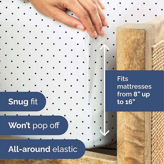 Blue Polka Dots Bed Sheet Set – 1 Flat & 1 Fitted Sheet & 2 Pillowcases w/ Deep Pockets – Polka Dot Bedding - Wrinkle & Fade Resistant - Soft, Breathable & Cooling - Comfy, Luxury Bed Set - Full Size
