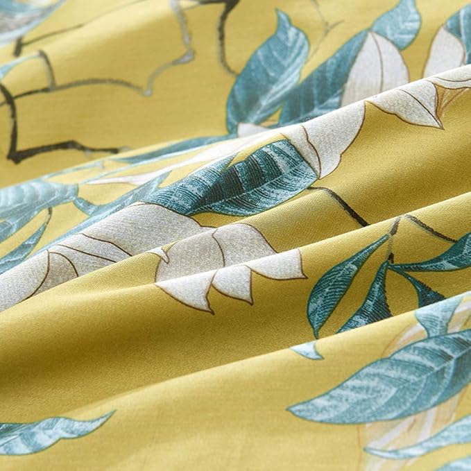 mixinni Bird Duvet Cover Twin XL Garden Floral Duvet Cover Cotton Flowers on Yellow Bedding Set Girls Bedding Comforter Cover for Teen Girls 1 Duvet Cover with 2 Pillowcases-Twin XL Size