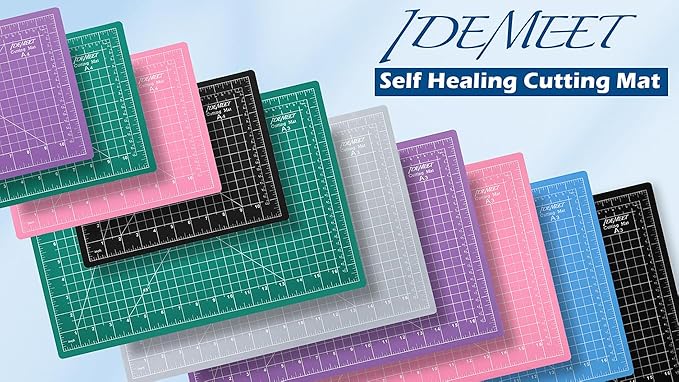 Density-upgraded 18"x12" Self Healing Cutting Mat, Idemeet Rotary Sewing Mat for Crafts, 5-Ply Blade Table Protector Cut Board for Fabric Leather Cutting Quilting Modeling Hobby Project, A3, Pink