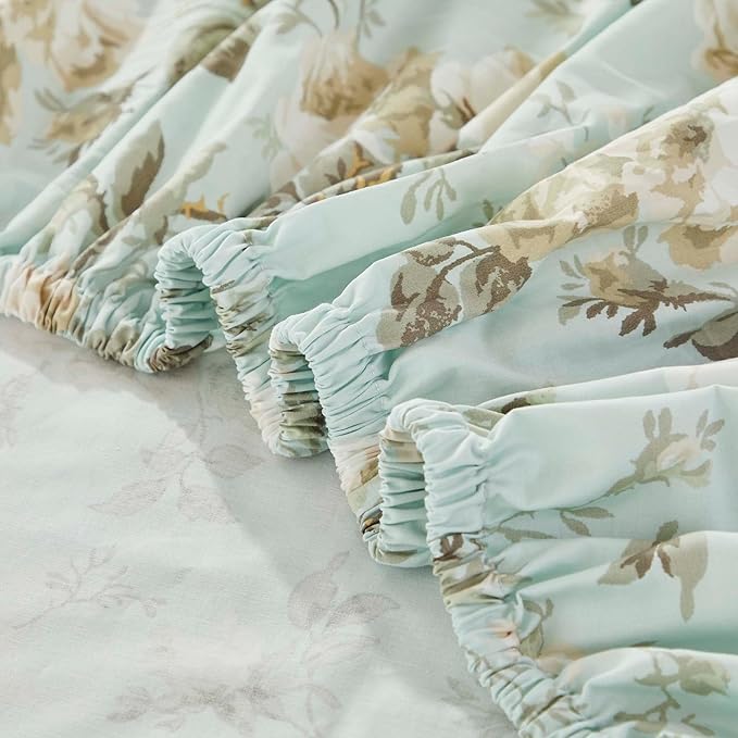 Brandream French Country Garden Toile Floral Print Bed Sheet Set Luxury Bedding 800 Thread Count 100% Egyptian Cotton Deep Pocket Tapestry Pattern Chinoiserie Peony Blossom Tree, 4Piece-King Size