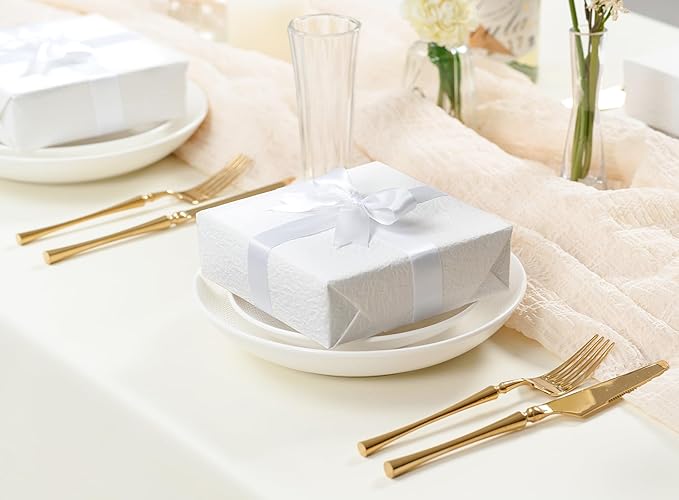 White Satin Ribbon 7/8 Inch x 50 Yards Double-Faced Hair Ribbons for Flower Bouquet Wrapping Paper Bows Gift Wedding Invitations Crafts