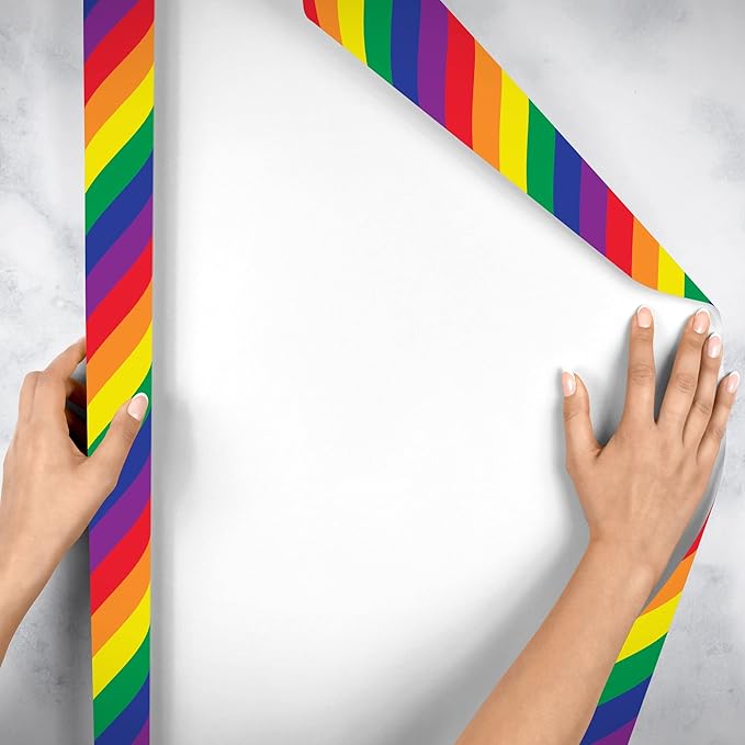 Jillson Roberts Bulk Gift Wrap, Everyday Gift Wrapping Supplies, Rainbow Stripe, Full Ream 833 feet x 30 inches