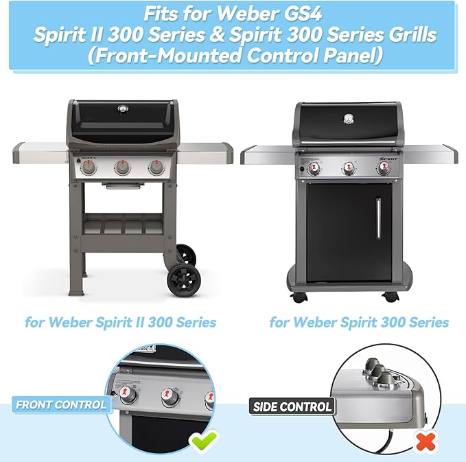 15.3 inch Flavorizer Bars for Weber Spirit 300 and GS4 Spirit II 300 Series E310 E320 E330 S310 S320 S330 with Front Control Knobs, Stainless Steel Grill Heat Plates Replacement for 7636, 5 Pack