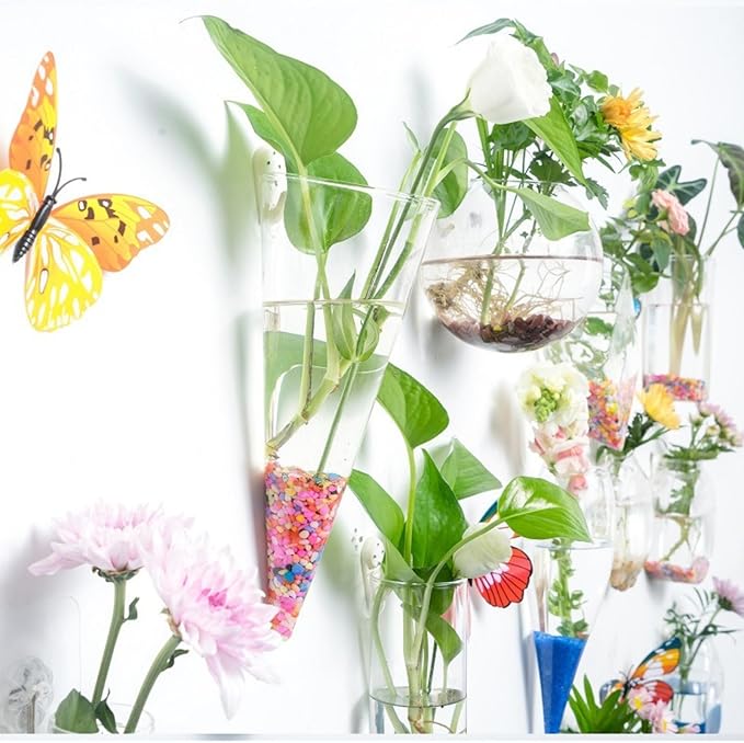 Wall-Mounted Acrylic Planter for Hydroponic Plants – Round Disc Vase Small, Modern Transparent Design for Home & Office Decoration