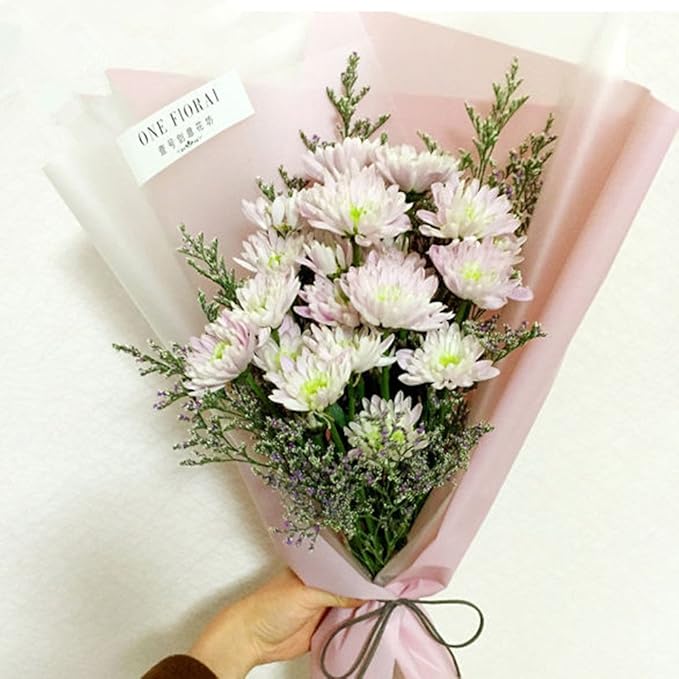BBJ WRAPS Korean Style Flower Wrapping Paper Floral Bouquet Gift Packaging Supplies Multi Colors 20 Counts (Pale Blue)
