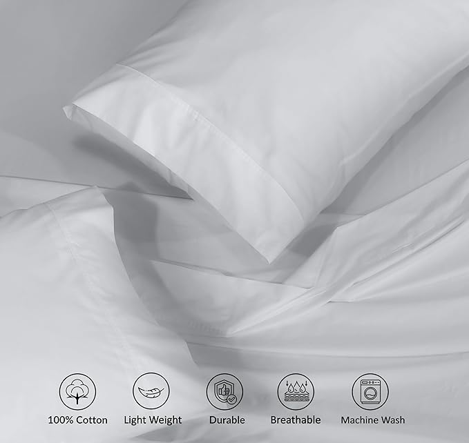 RUVANTI 100% Cotton Twin Sheets Set, 3 Pieces, Soft & Breathable Percale Weave Bedding, Deep Pocket 16", Hotel Standard, Crisp Cool Feel, Durable, Perfect Dyed Bed Sheet, Quiet Gray