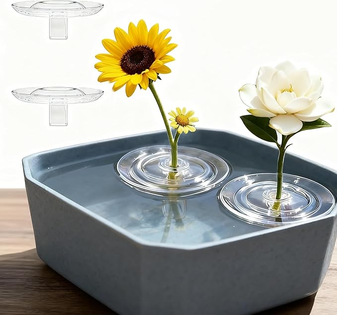 2025 Creative Floating Flower Arrangement Holder, Clear Acrylic Floral Bowl Stem Holder, DIY Floating Centerpiece Bouquet Holders, PVC Flower Float for Weddings, Parties & Fish Tanks (10, L)