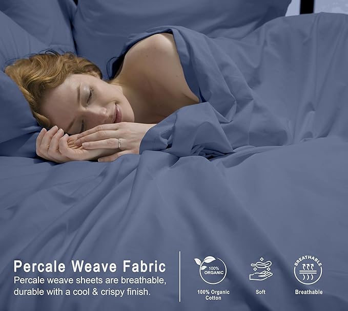 RUVANTI 100% Organic Cotton Sheets California King, Percale Weave, GOTS Certified, 4-Piece Set, Deep Pocket 13", Crisp & Breathable, Soft Durable Bedding, Sábanas Algodón Orgánico – Wild Wind