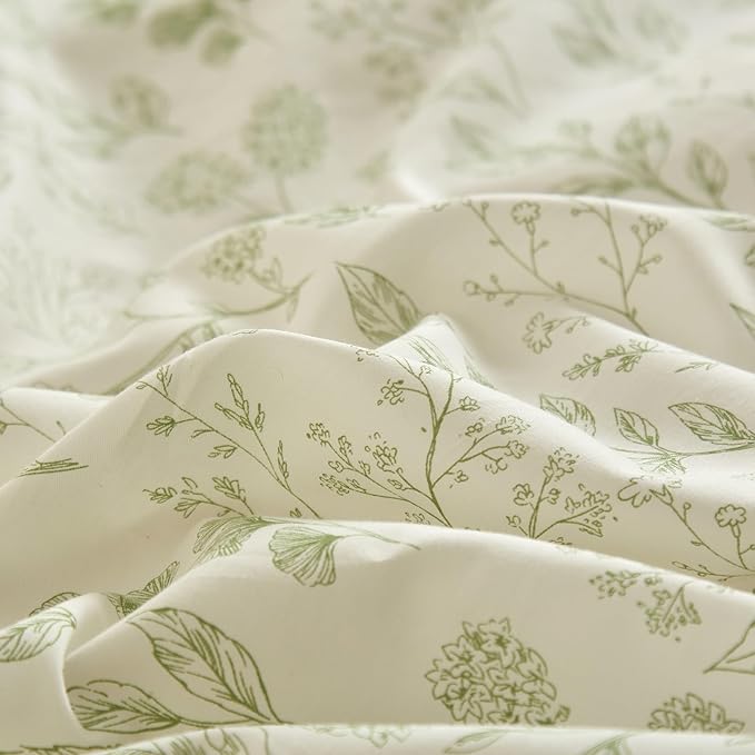 Garden Style Green Floral Comforter Set Twin XL Size Soft Fluffy Microfiber Chic Floral Printed Bedding Comforter Vintage Botanical Flowers Comforter for All Seasons Cottagecore Twin XL Comforter Set