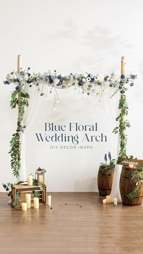 Ling's Moment Artificial Flowers, 25Pcs 3" Roses in Dusty Blue Shades, Realistic DIY Foam Floral Decor for Wedding Bouquets/Centerpieces, Outdoor Party Backdrops, Room/Table, and Garden/Pot Decoration