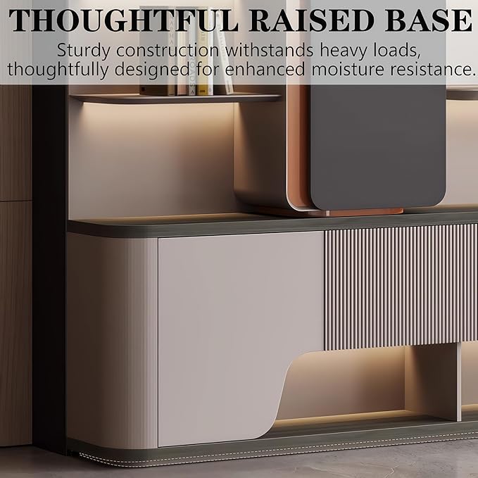 Modern L Shaped Desk, 141.7 inch Large Desk with Storage, Executive Desks for Home Office No Installation Required with Drawers and Lockable, Without Desk or Computer Chair (Filing Cabinet)