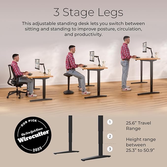 UPLIFTDESK V2 2-Leg Maple Laminate Wood Standing Desk – Adjustable Height, Advanced 1-Touch Memory Keypad, Under Desk Cable Management, Wire Grommets & Rocker Board (Black C-Frame, 80 x 30 inch)