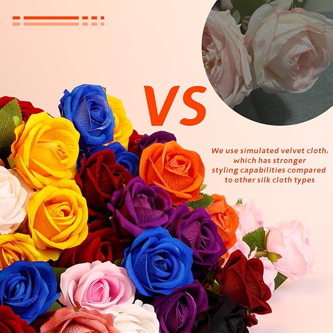 Red Artificial Rose Flowers, 12 Pcs Silk Roses with Long Stems, Realistic Fake Roses for Wedding Centerpiece Party Home and Office DIY Decor