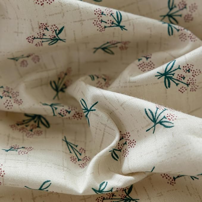 Vintage Style Duvet Cover Queen 100% Cotton Green Floral Print Duvet Cover Flower Botanical Bedding Sets Cottagecore Floral Comforter Cover 1 Queen Floral Duvet Cover with 2 Bowknot Pillowcases
