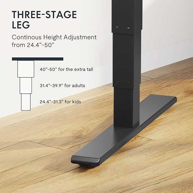 FLEXISPOT E6 MAX Bamboo Dual Motor 3 Stages Standing Desk 60x30 Inch Whole-Piece Board Electric Height Adjustable Stand Up Desk 150KG Load Capacity(Black Frame + Bamboo Desktop)