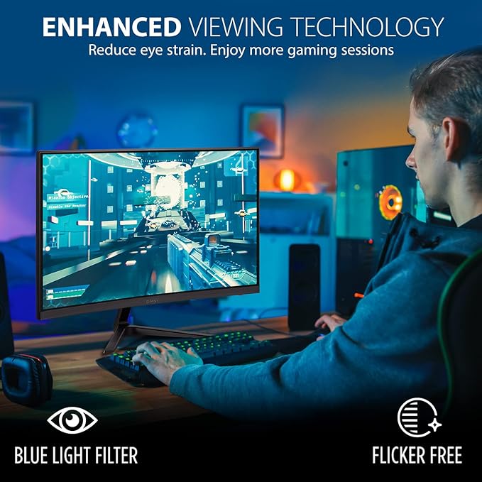 ViewSonic VX2418C 24 Inch 1080p 1ms 180Hz Curved Gaming Monitor with FreeSync Premium, Eye Care, HDMI and DisplayPort