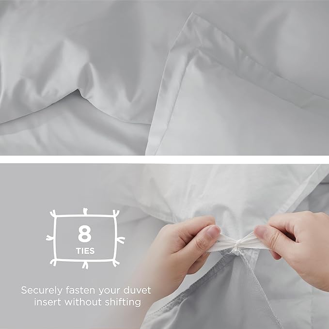 Bedsure Duvet Cover California King Size - Soft Double Brushed Bedding Set for Kids & Adults, Zipper Closure, 3 Pieces, Includes 1 Duvet Cover (104"x98") & 2 Pillow Shams, NO Comforter, Silver Grey
