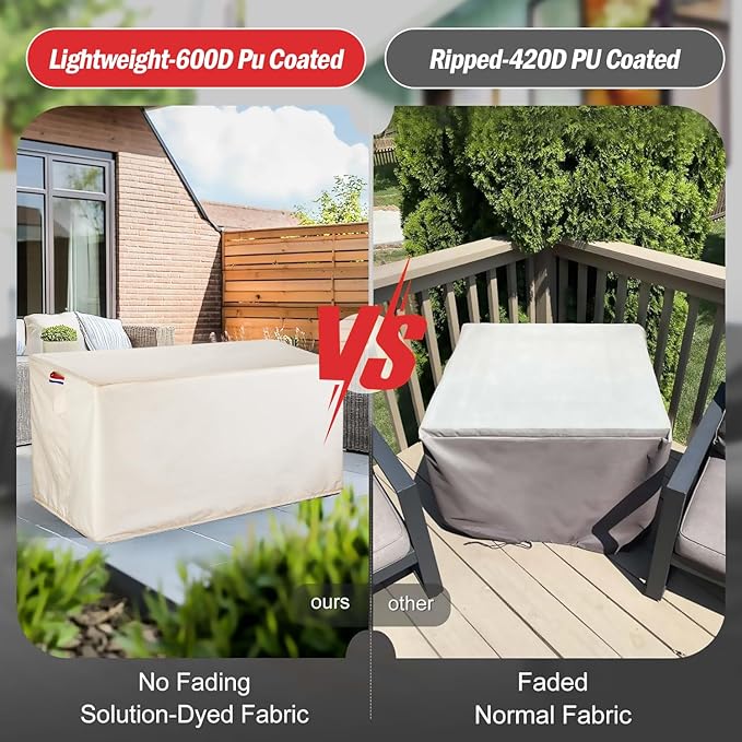 Youlvy Fire Pit Cover Rectangular 48 Inch - Waterproof Outdoor Fire Table Cover Rectangle Heavy Duty, 600D Patio Propane Gas Firepit Cover Rectangular Tear Weather Resistant - 48 x 24 x 15 Inch Beige