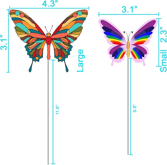 12 PCS Artificial Fabric Butterflies, 2 Sizes Reusable Butterly Crafts Decor, DIY 3D Butterfly Decorations for Fake Flowers Floral Nursery Wedding Tea Party Birthday Easter Spring. (White Black Large)