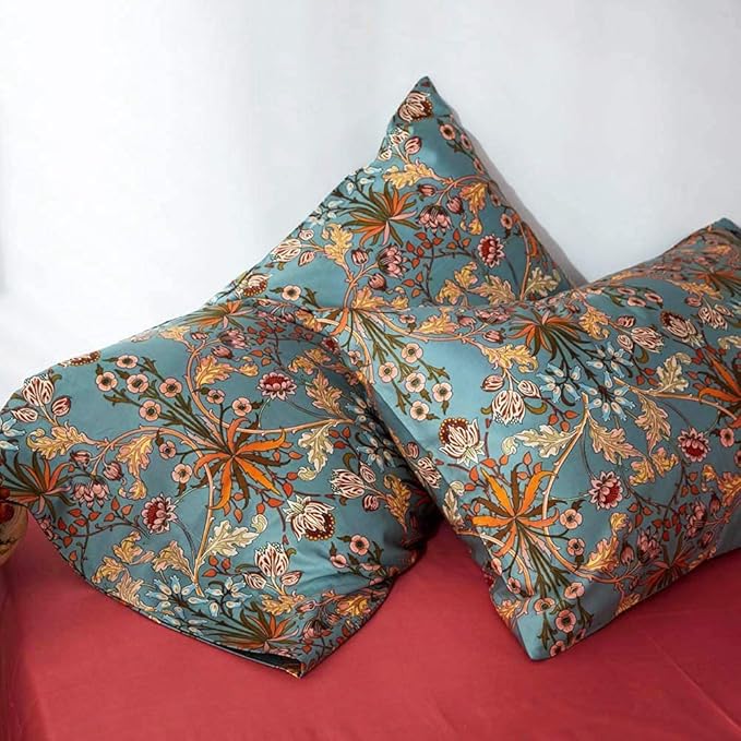 EAVD Vintage Style Garden Flower Duvet Cover Twin XL Soft Cotton Boho Flower Bedding Set with 2 Pillowcases Chic Shabby Botanical Comforter Cover with Zipper Closure