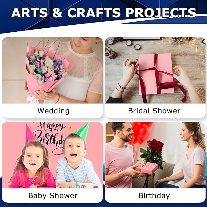 Vanhench 24"x1500"(125') Purple Wrapping Paper, Birthday Wrapping Paper, Solid Color Art Kraft Craft Paper for Gift Wrapping, Birthday, Bouquet Flower Crafts Packing Poster Bulletin Board Paper