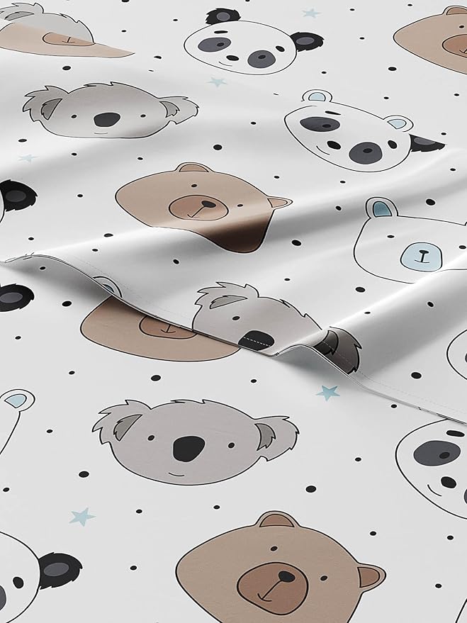 Kids Bears Twin 3 Piece Sheet Set - Boys, Girls, Teens, Toddler - Easy Fit, Deep Pockets - Breathable, Hotel Quality Bedding Sheets - Machine Washable - Wrinkle Free - Cute, Cozy & Soft - CGK Linens