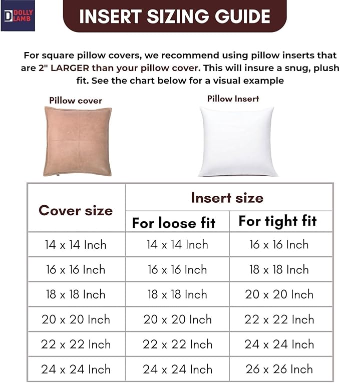 D DOLLY LAMB Lambskin Leather Pillow Cover - Sofa Cushion Case - Decorative Throw Covers for Living Room & Bedroom, 20x20 Inches - Black and Tan Crunch Plain