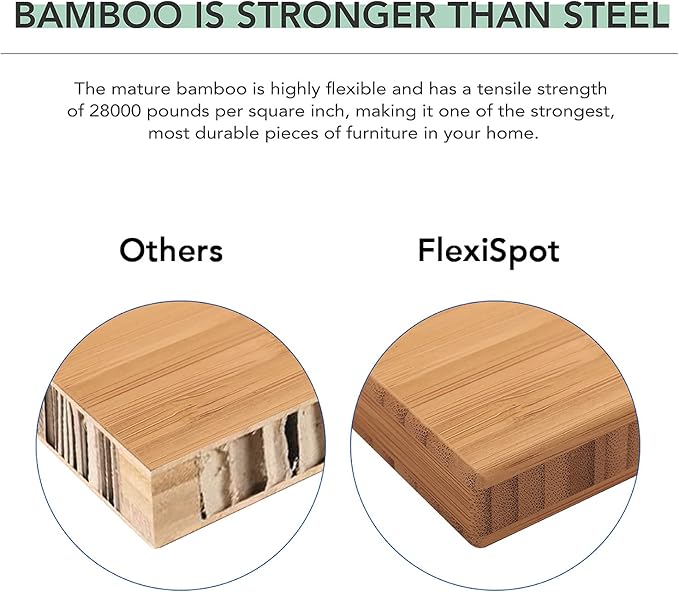 FLEXISPOT E6 Pro Oval Leg Dual Motor 3 Stages Bamboo Electric Standing Desk 60x30 Inch Whole-Piece Board Height Adjustable Electric Sit Stand Up Desk (Black Frame + Bamboo Curved Desktop)