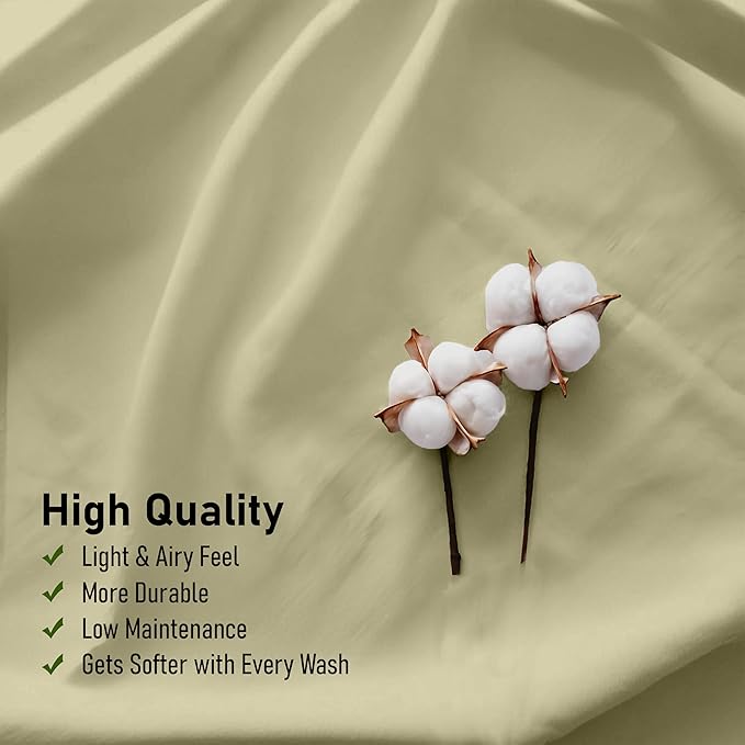 RUVANTI 100% Cotton Twin XL Sheet Sets, 3 Pieces, Soft & Breathable Percale Weave Bedding, Deep Pocket 16", Hotel Standard, Crisp Cool Feel, Durable, Perfect Size Dyed Sheets, Sage Green