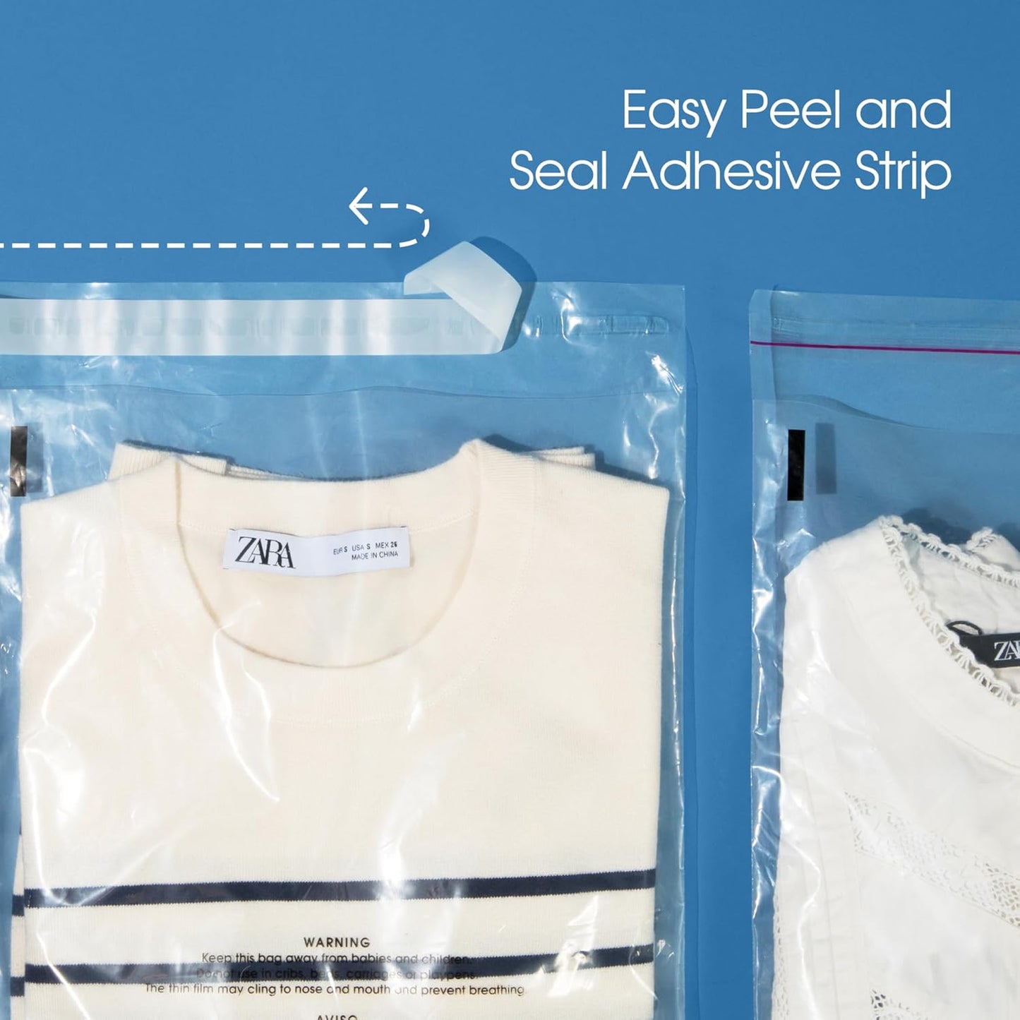 Spartan Industrial - Self-Seal Clear Poly Bags | 12" X 18" | 500 Count with Suffocation Warning