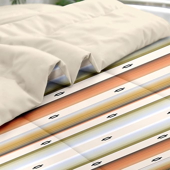 Comforter Set Twin Size, Geometric Tribal Striped 5 Pcs Bedding for Kids and Adults, Boho Modern Colorful Bed Sheet Sets with Fitted Sheet Pillowcase & Sham for Bedroom Bed Decor