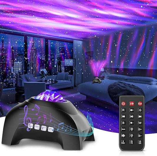 Star Projector, CIMELR Northern Galaxy Aurora Lights Projector with 33 Light Effects Bluetooth Speaker & White Noise, Remote Control Night Light for Bedroom, Room Decor, Party, Gift for Kids Adults