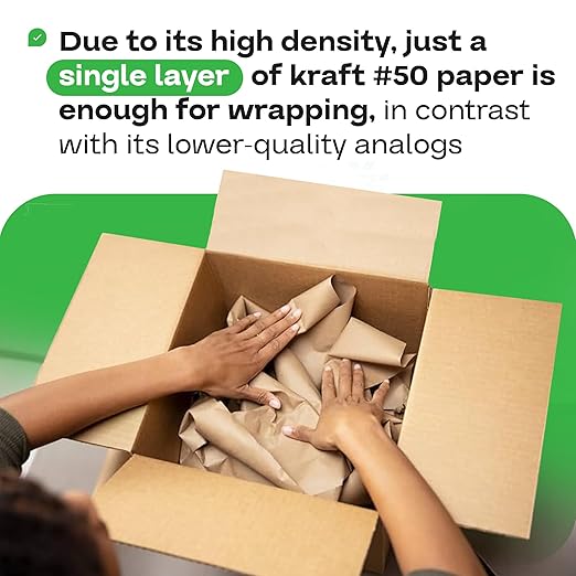 IDL Packaging 24" x 8640" (720 feet) - Kraft Paper Roll - 50lb Thickness - Natural Brown Kraft Wrapping Paper for Packing - Perfect Kraft Paper for Void Filling & Heavy Duty