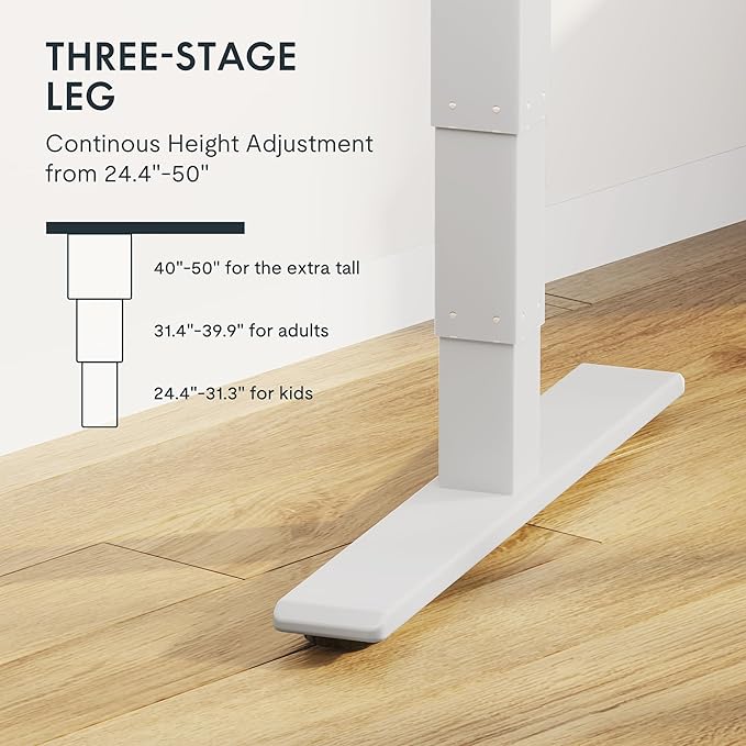 FLEXISPOT E6 MAX Bamboo Dual Motor 3 Stages Standing Desk 60x30 Inch Whole-Piece Board Electric Height Adjustable Stand Up Desk 150KG Load Capacity(White Frame + Bamboo Curved Desktop)