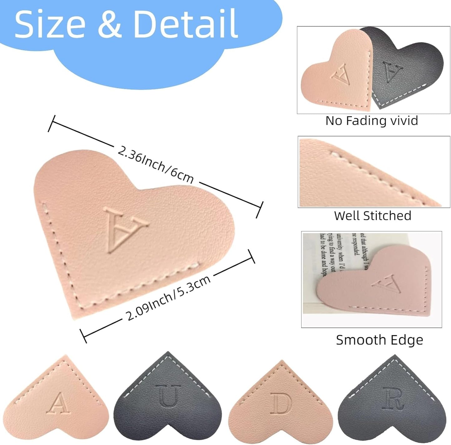 Skiennix Personalized Leather Bookmarks - Unique Heart Design for Book Lovers | Cute Handmade Gift (Pink, C)