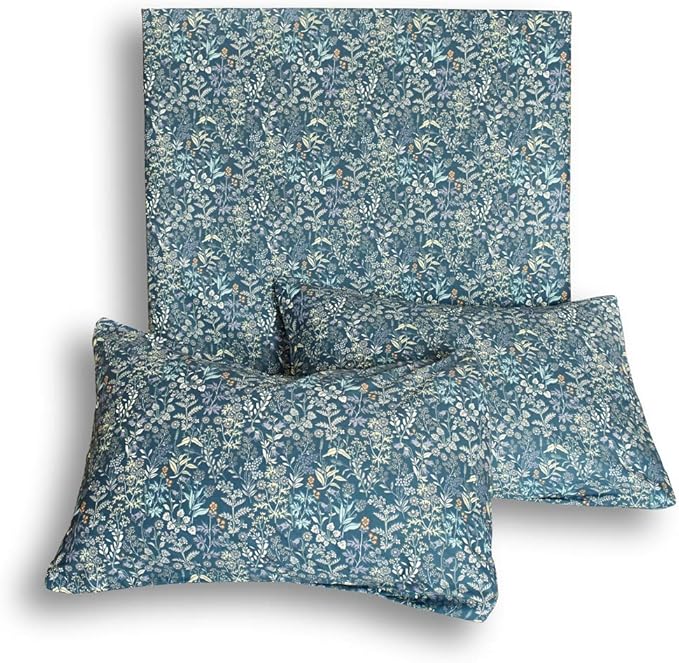 mixinni Small Blue Flower Duvet Cover Full Garden Style Floral Duvet Comforter Cover Soft Cotton Bedding Set with Zipper Closure 4 Corner Ties for Girls-Full Size