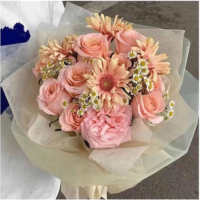 FAYADA Korean Cotton Flower Wrapping Paper Non-Woven Floral Bouquet Wraps Gift Packaging Florist Supplies 20 Sheets Florist Waterproof Flower Wrapping Paper for Fresh Flowers-22.8x22.8 Inch (Wine)