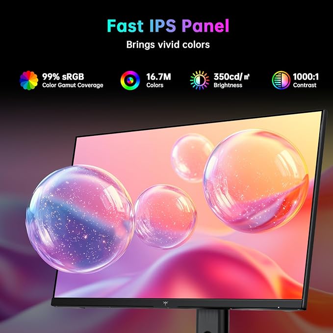 KTC 24.5 Inch 300Hz Gaming Monitor, FHD 1080P 240Hz Fast IPS Monitor, HDR, FreeSync, DisplayPort x1 HDMI x2, 119% sRGB, Height/Pivot/Tilt Adjustment, VESA Support, H25Y7