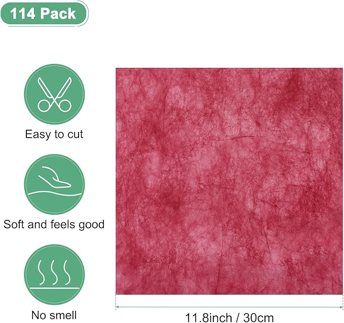 M METERXITY 114-Sheet Korean Cotton Wrapping Flower Paper, 11.8 Inch/ 30cm Waterproof Floral Wrapping Cotton Paper for Bouquets/Gift Packaging [Red]