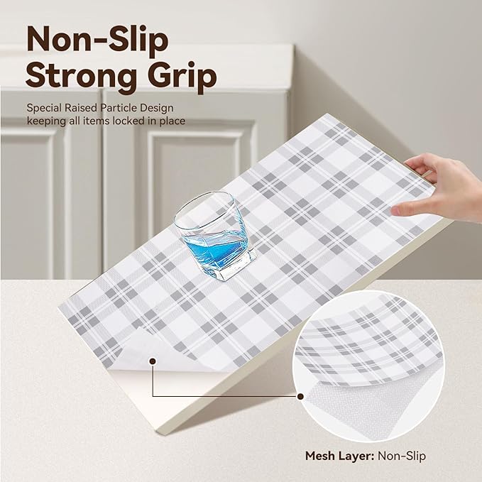 Drawer Shelf Liner for Kitchen Cabinets, Non Adhesive Slip Resistant Shelf Paper Easy to Clean, Strong Grip Thickened Waterproof Washable Mats for Pantry Shelves Cupboard Dresser(Grey, 12 in x 40 FT)