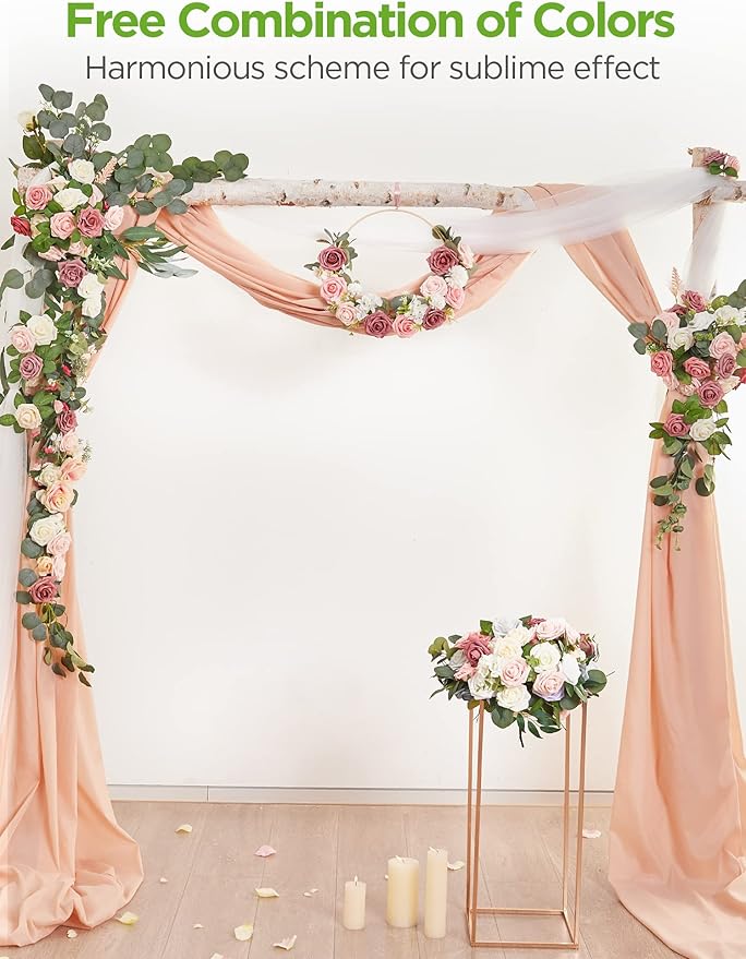 InnoGear Artificial Flowers, 50 Pcs Cream Foam Fake Roses Bulk with Stems for Decoration DIY Wedding Bouquets Centerpieces Bridal Shower Party Christmas Tree