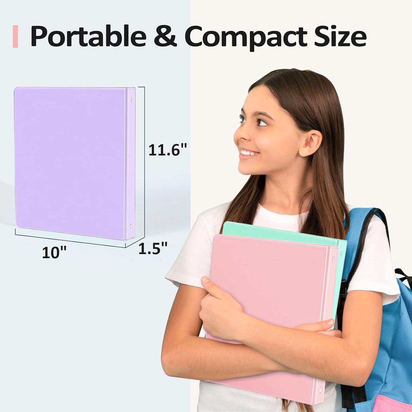 Sooez 1” Three Ring Binder - Eco-Friendly & PVC Free with Customizable Clear View Cover | 4 Pack, Pastel Colors for School & Office