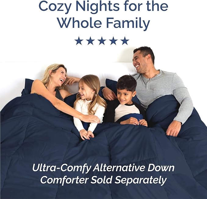 Split King Size 5 Piece Sheet Set - Comfy Breathable & Cooling Bed Sheets Set - Hotel Luxury Bedding for Women, Men, Kids, Teens, Boys & Girls - Deep Pockets, Soft, Wrinkle Free - Oeko-Tex - Navy Blue