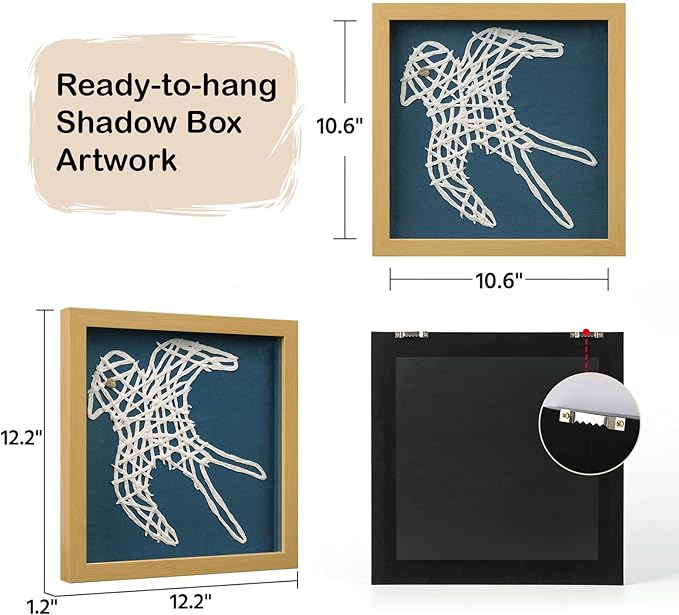 FOLKOR Framed Paper Wall Art Decor for Nursery Bedroom, 12" 3D Handmade Bird Swallow Wall Sculpture Shadow Box Art, Cute Animal Artwork Unique Gift for Boys Girls Birthday Graduation