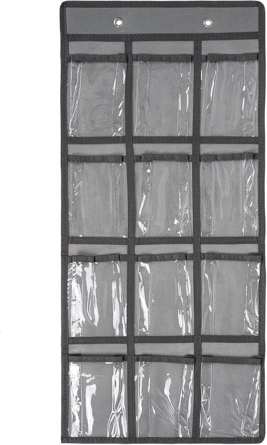 Skiennix Over the Door Organizer - Durable 12-Pocket Cell Phone Storage Bag | Grey Fabric Design