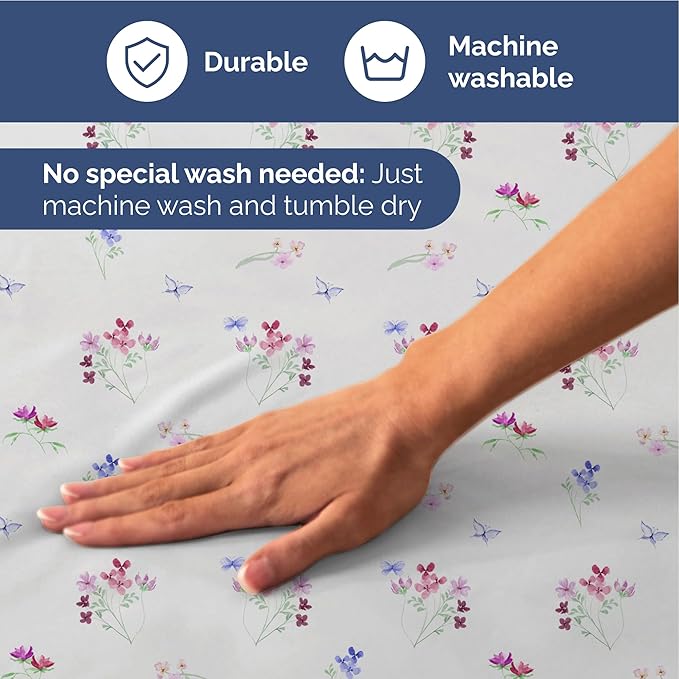 Floral Sheets - Butterfly Floral Bed Sheet Set - 1 Flat, 1 Fitted & 2 Pillowcases w/ Deep Pockets - Wrinkle & Fade Free - Boho Botanical Bedding - Ultra-Soft, Breathable and Cooling - King Size Set