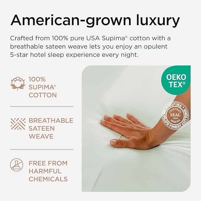 Threadmill Supima King Size Sheets, 1200 Thread Count, 4 Piece American Luxury Bed Sheets for King Mattress, 5 Star Hotel Quality Cotton Sheets with Elasticized Extra Deep Pocket, Seaglass