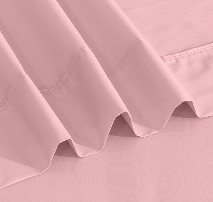 RUVANTI 100% Cotton California King Sheet Sets, 4 Pieces, Soft & Breathable Percale Weave Bedding, Deep Pocket 14", Hotel Standard, Crisp Cool Feel & Durable, Perfect Dyed Sheets, Bridal Rose